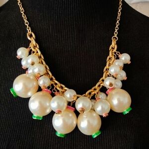 Lilly Pulitzer faux Pearl Charm Necklace Gold Tone